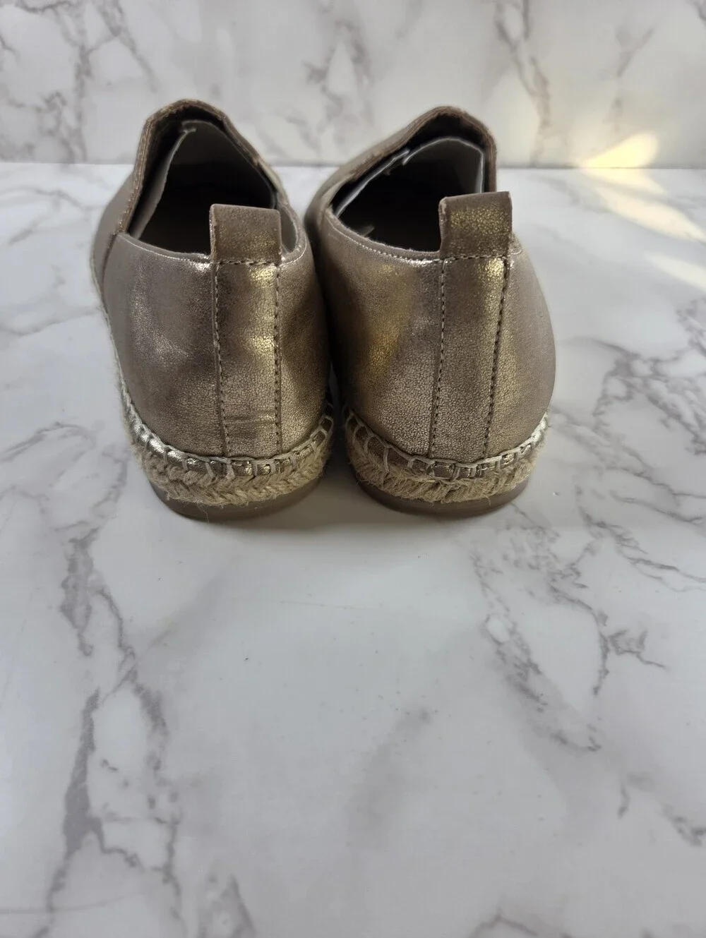 Steve Madden Metallic Gold Espadrille Slip-On Flats(B35)